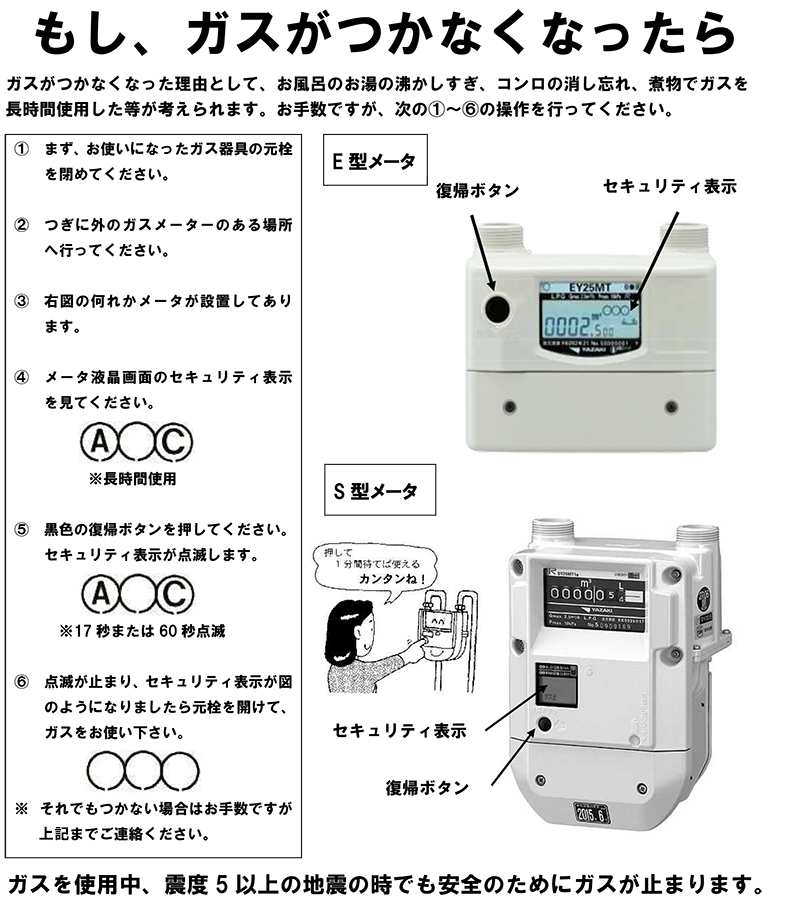 ガス復帰方法